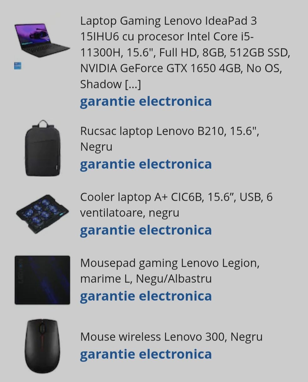 Laptop Gaming Lenovo IdeaPad 3 15IHU6 cu procesor Intel Core i5-11300H