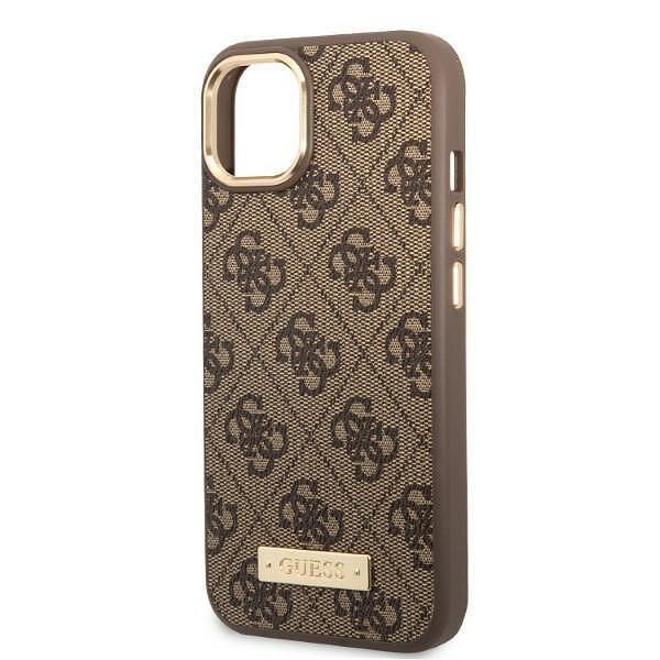 Guess hardcase 4g logo plate magsafe - дизайнерски кожен кейс с magsaf