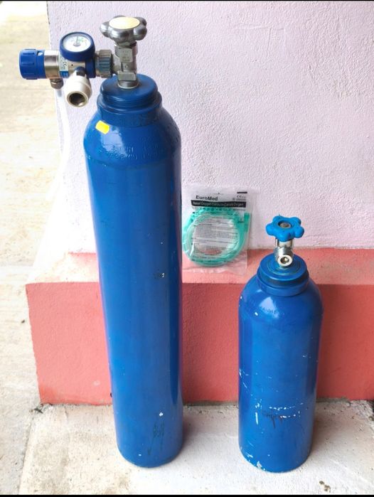 Butelii de oxigen medical 5L și 10L cu reductor până la 25L/m