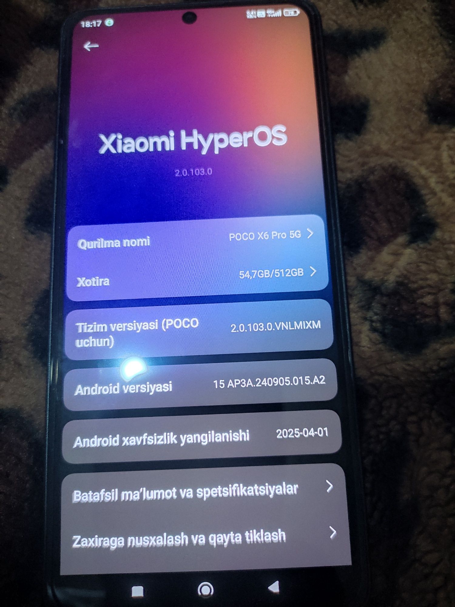 Poco x6 pro 512 12