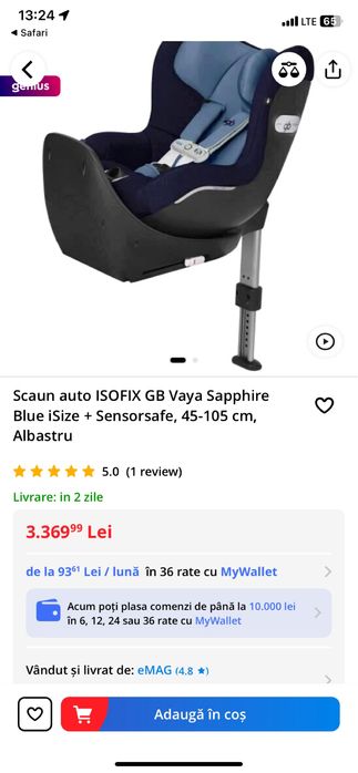 Scaun auto copii - GB Vaya i-Size (45 - 105 cm) - ISOFIX