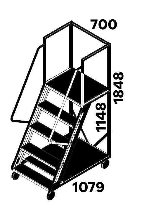 Scara cu platformă HK – 1148x1079x700 mm, 4+1 trepte-