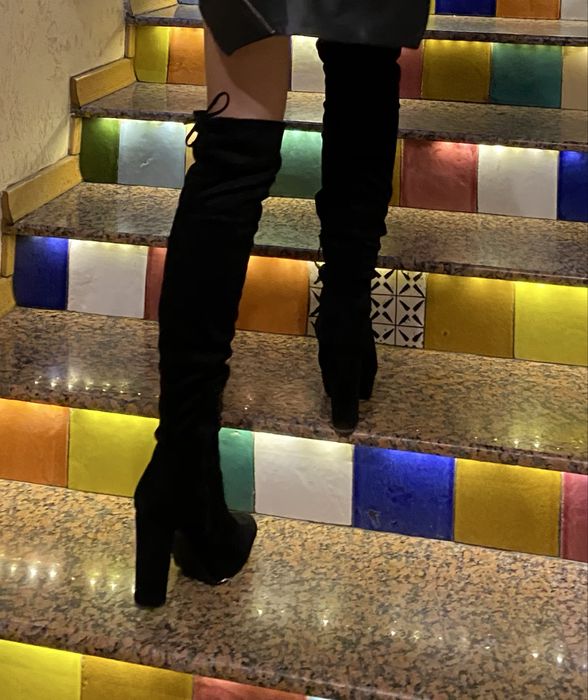 Черни чизми с дебел ток