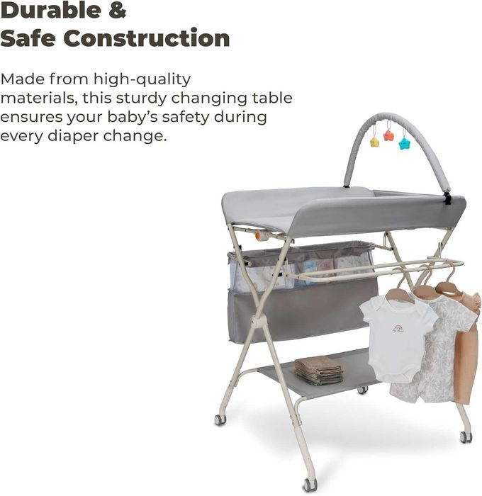 GOOZIE Бебешка маса за повиване с колелца – 5-степенна, регулируема