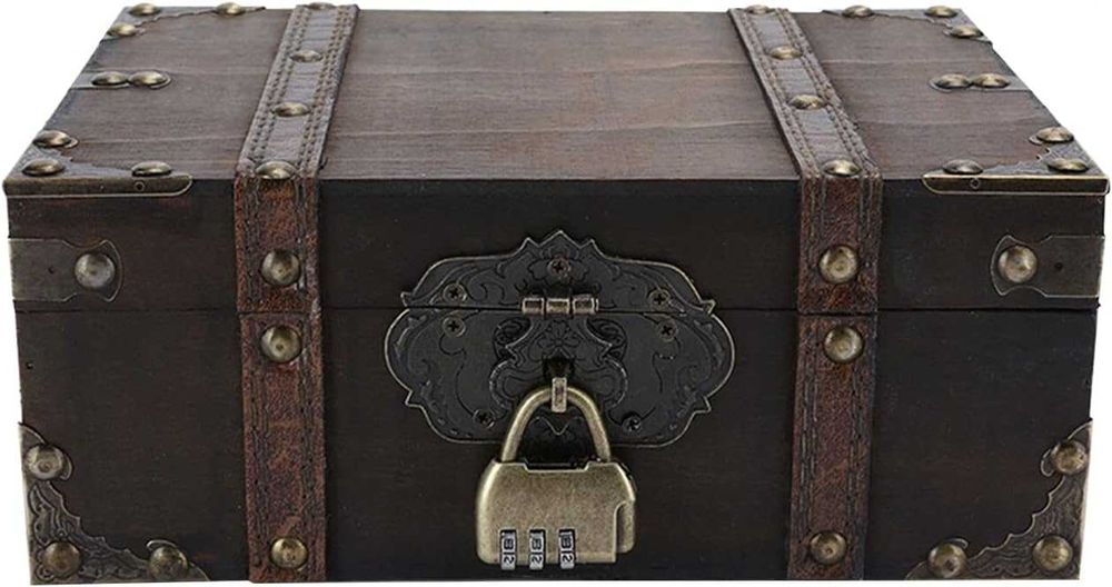 OZCHIN Дървена декоративна кутия за съкровища
