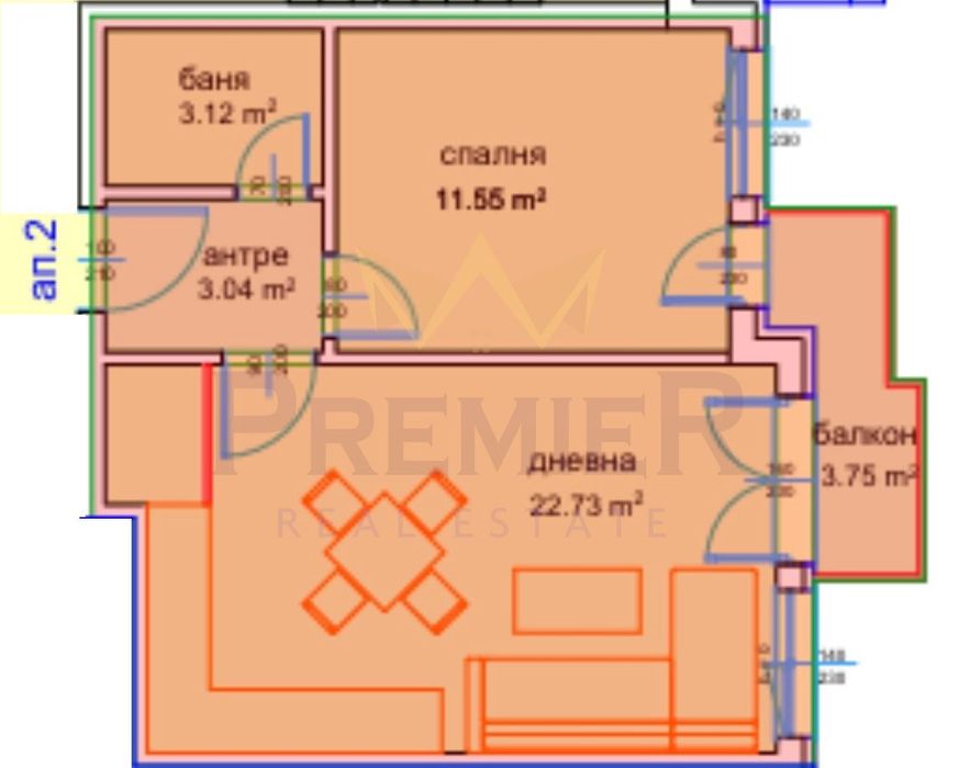 2-стаен в Варна-Възраждане 3 площ 62 цена 88000