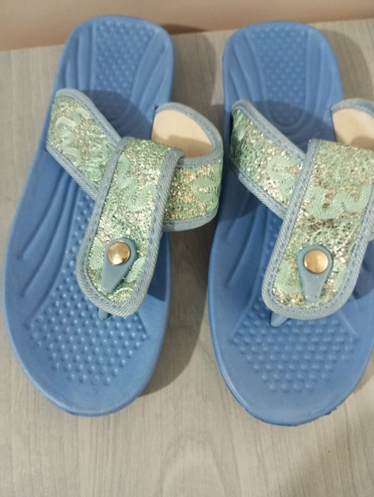 Papuci de damă noi, albaștri, mărimea 38