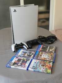 PlayStation 5 + 2 джойстика и 5 игри