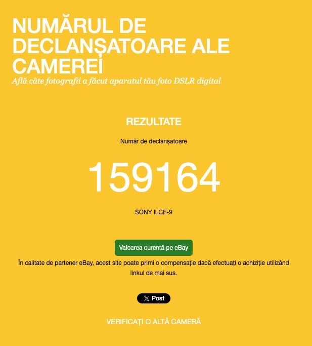 Sony A9 (prima variantă) – 159.000 cadre