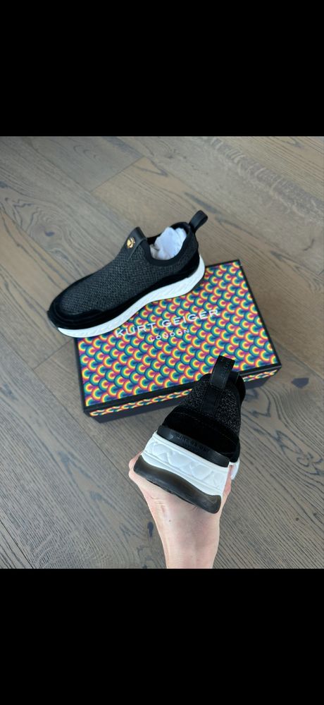 Kurt Geiger оригинални дамски черни сникърси маратонки кецове