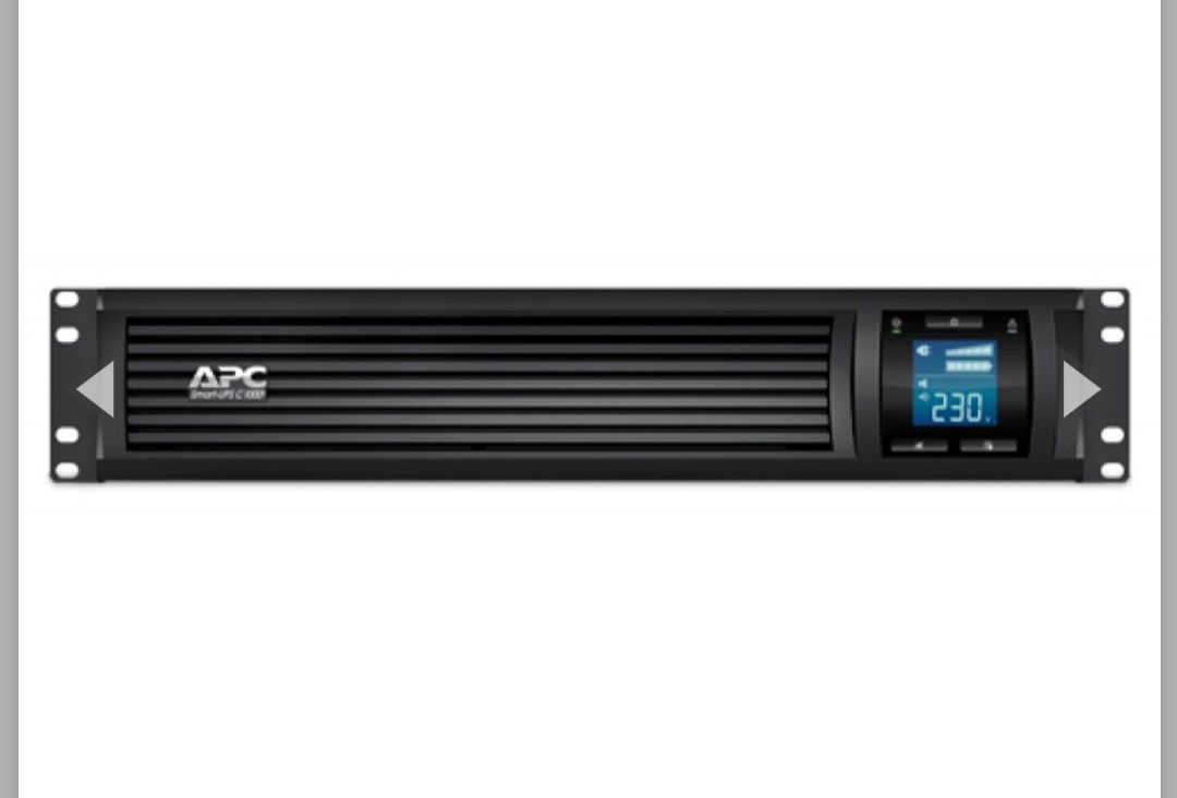 ИБП APC Smart-UPS C 1000 ВА 2U, стоечное исполнение, ЖК-экран, 230 В