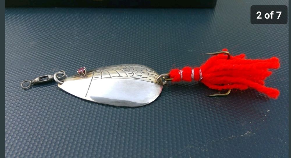 Lingurita oscilanta rapitori argint masiv ochi rubin vintage nu GIPO