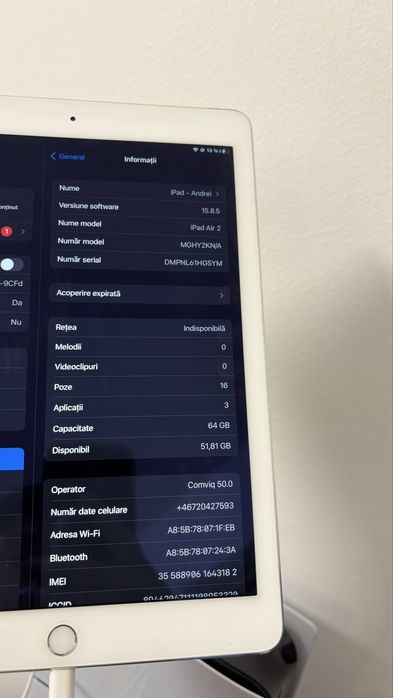 Vand tableta ipad air 2 apple