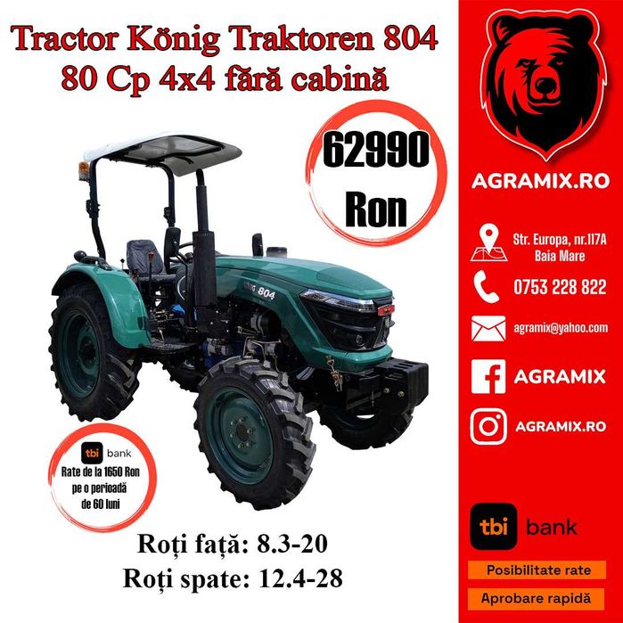 Tractor Konig nou 80CP fara cabina seria 804 Agramix
