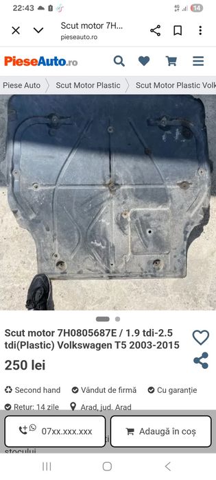 Vând scut auto wv