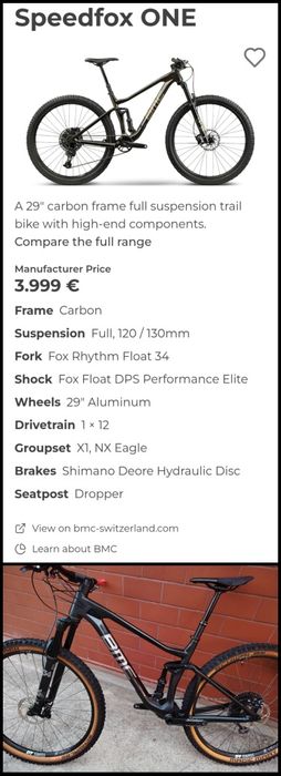 Bicicleta full suspension BMC Speedfox One, carbon, roti 29 tubeless