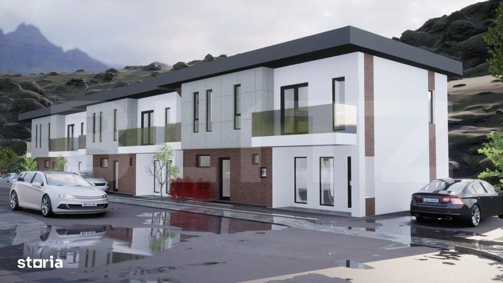 Case cuplate , P + E, 4 camere, 120 mp, 250 teren, complex de case, zo