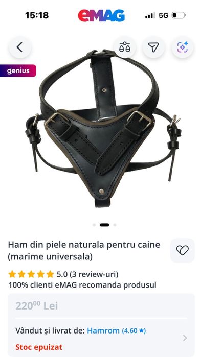 Ham din piele naturala nou pt animale