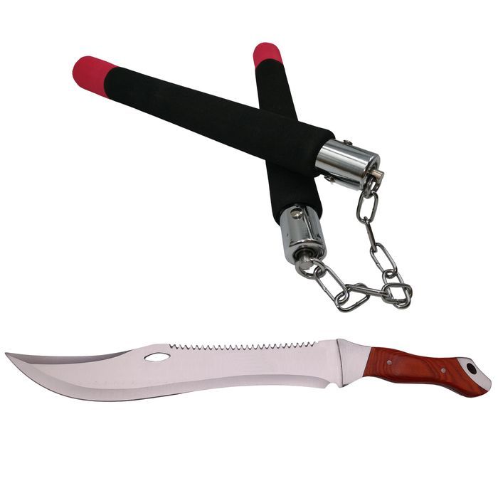 Maceta vanatoare IdeallStore®, Knife of Mind, 46 cm si nunceag burete