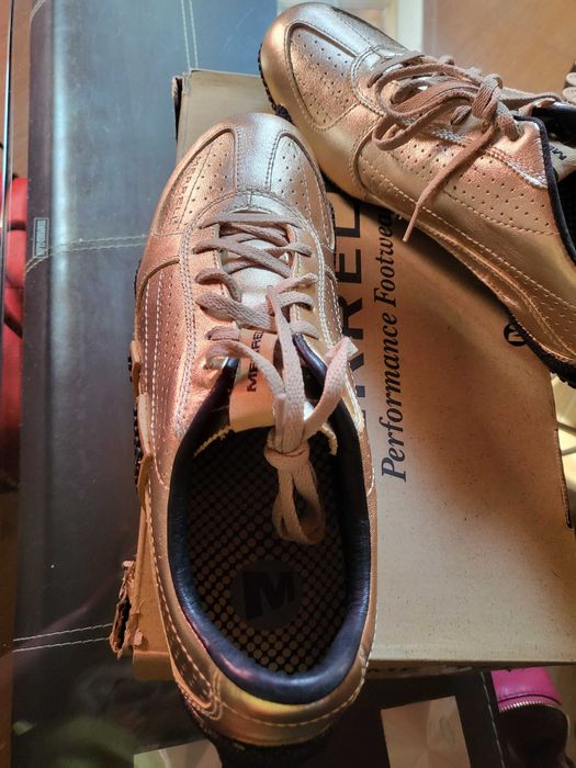 REDUS Adidasi piele naturala MERRELL, auriu cu negru, marimea 42