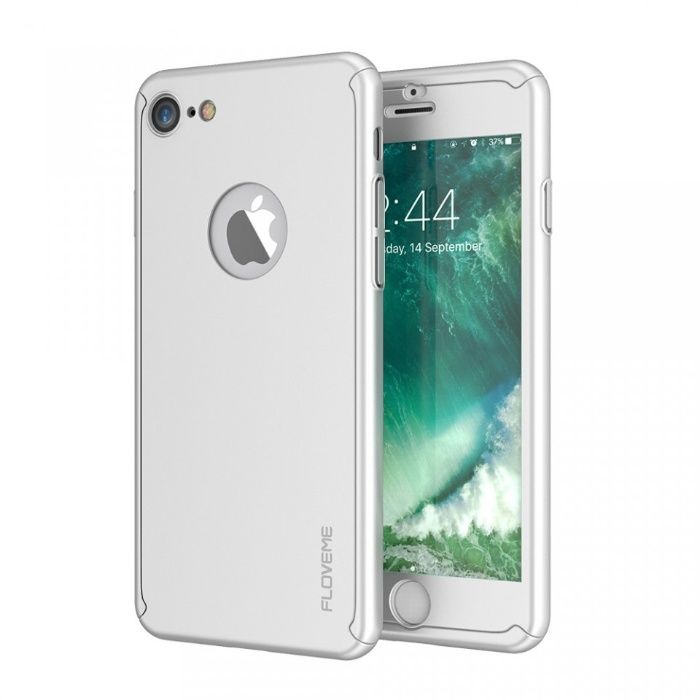 Husa Apple iPhone 8, FullBody Elegance Luxury Silver, acoperire 360