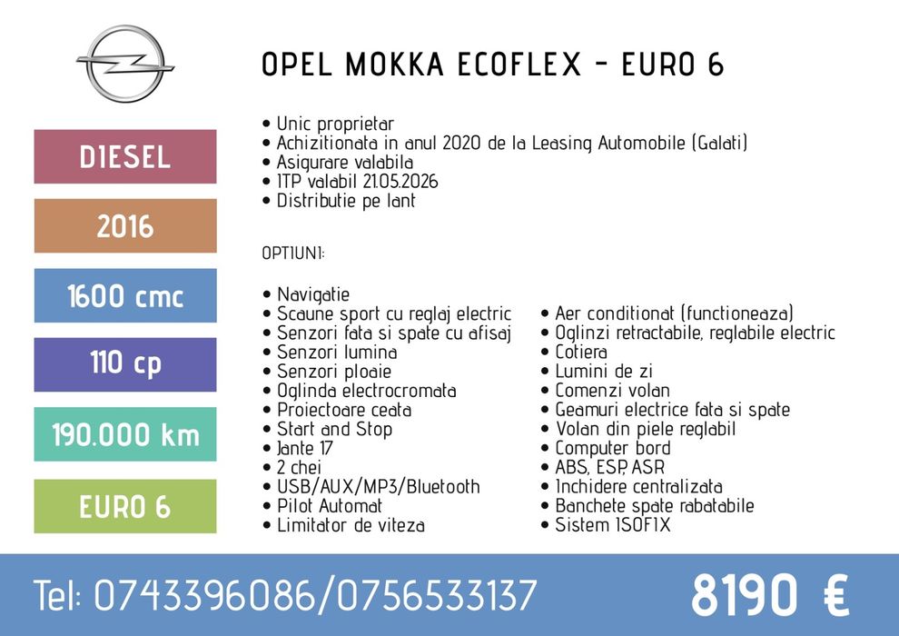 Vand Opel Mokka 2016 diesel
