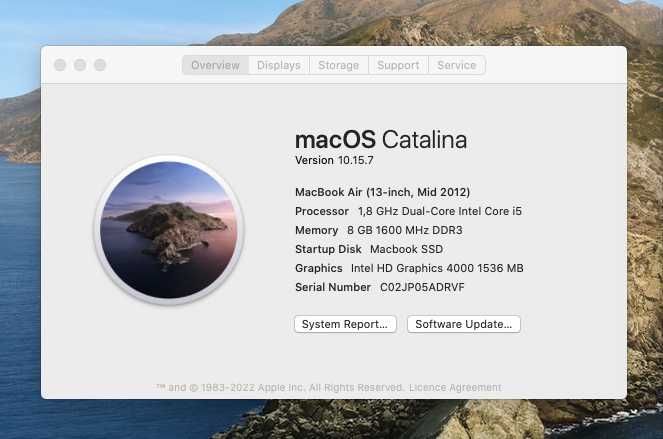 Laptop Apple Macbook Air 13", i5 - 1.80 Ghz, 8 GB RAM, SSD 256 GB