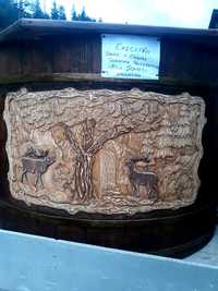 Ciubăr și saună din lemn sculptate,UNICAT