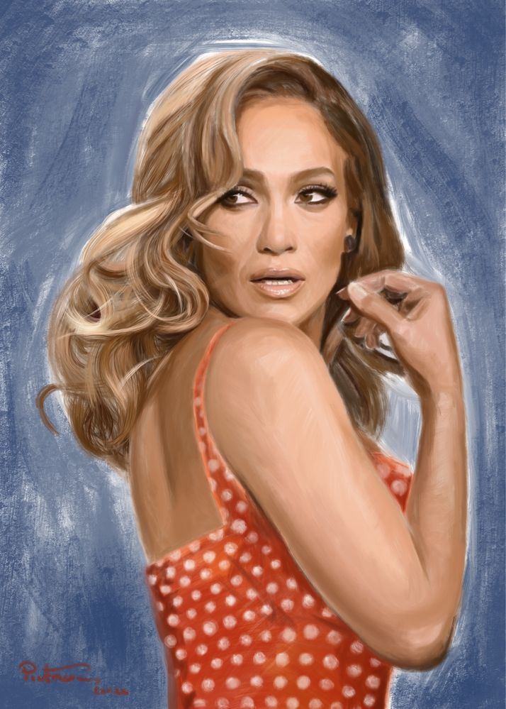 Portret digital color (Jennifer Lopez) iPad