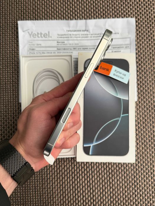 36М ГАР! iPhone 16 Pro MAX Лизинг от 73лв/м White Titanium 256GB бял