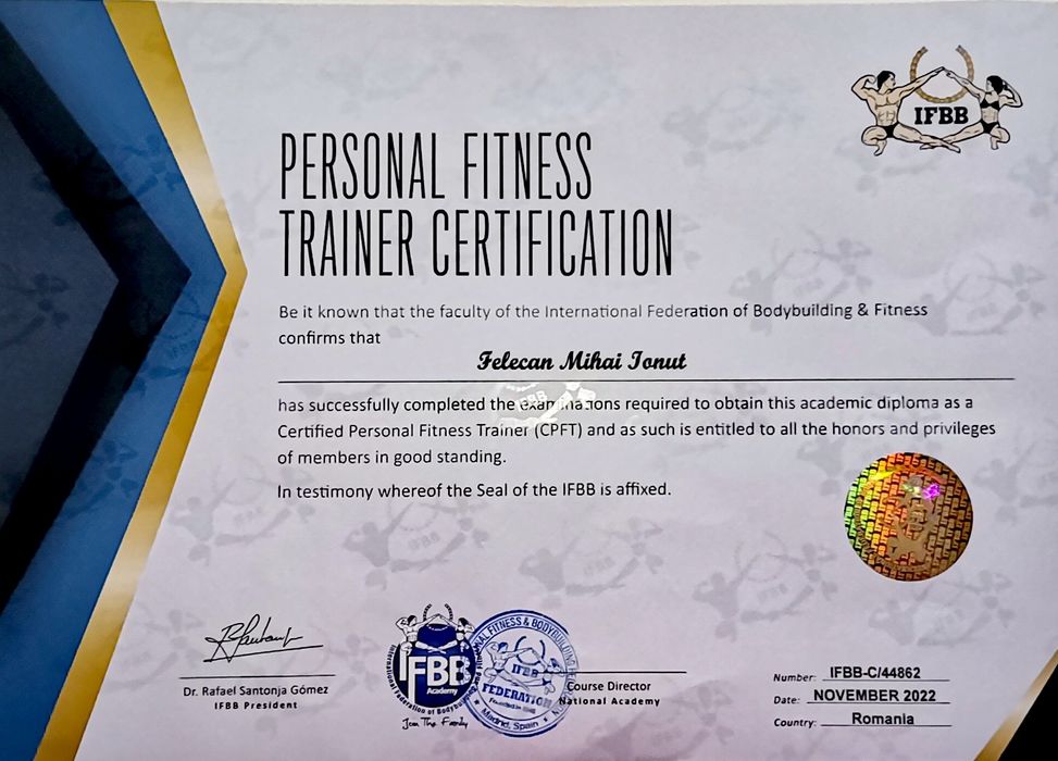 Personal Fitness Trainer acreditat internațional