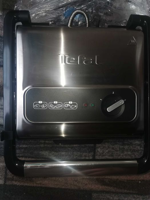 Gratar electric Tefal  Inicio Adjust, antiaderent,cu nervuri, argintiu