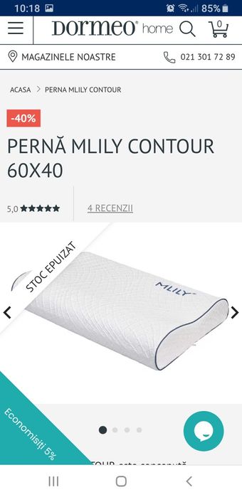 Vând PERNĂ Dormeo Mlily Contour 60X40