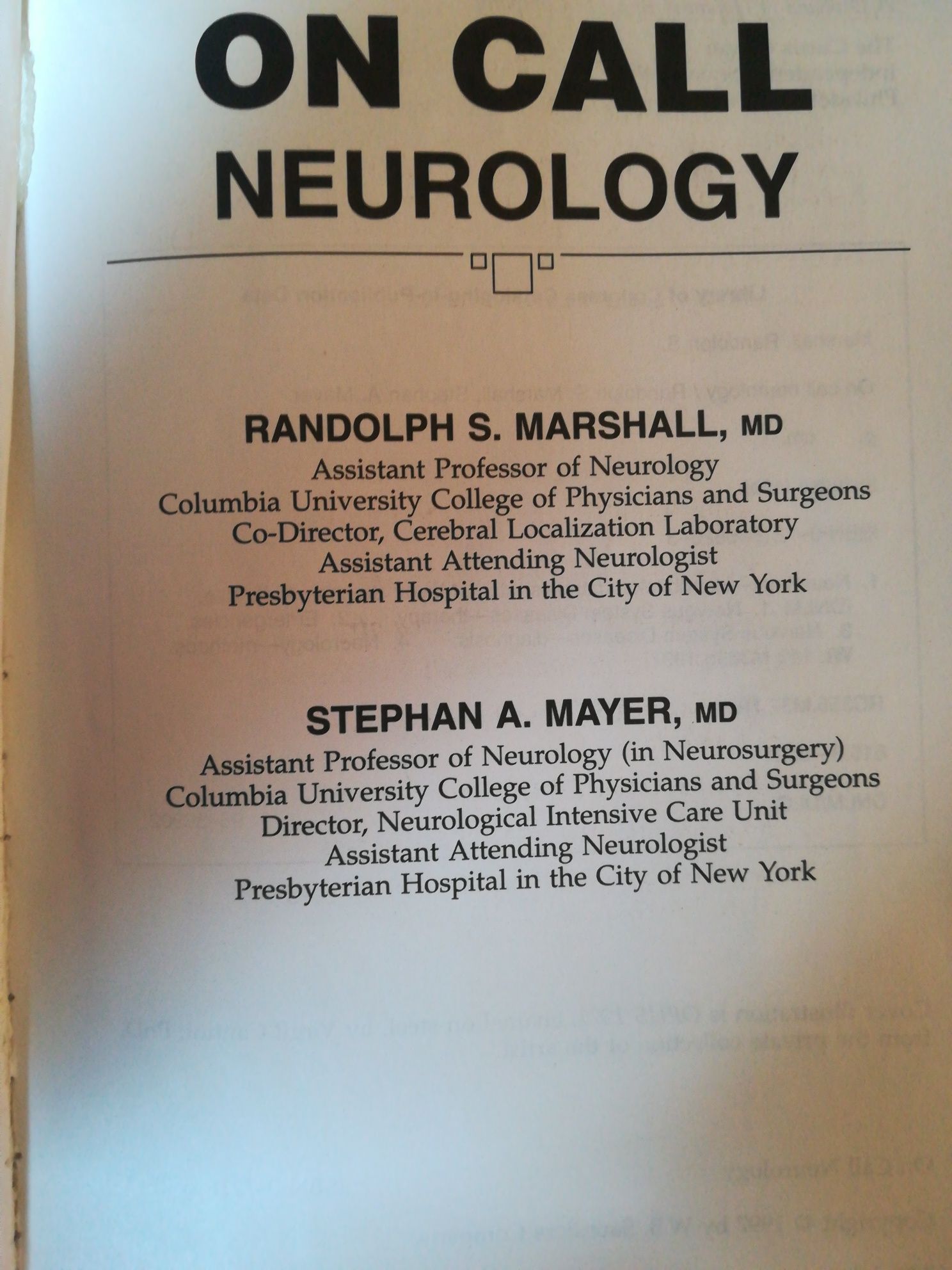 Neurologie, On call Neurology, Marshall Mayer