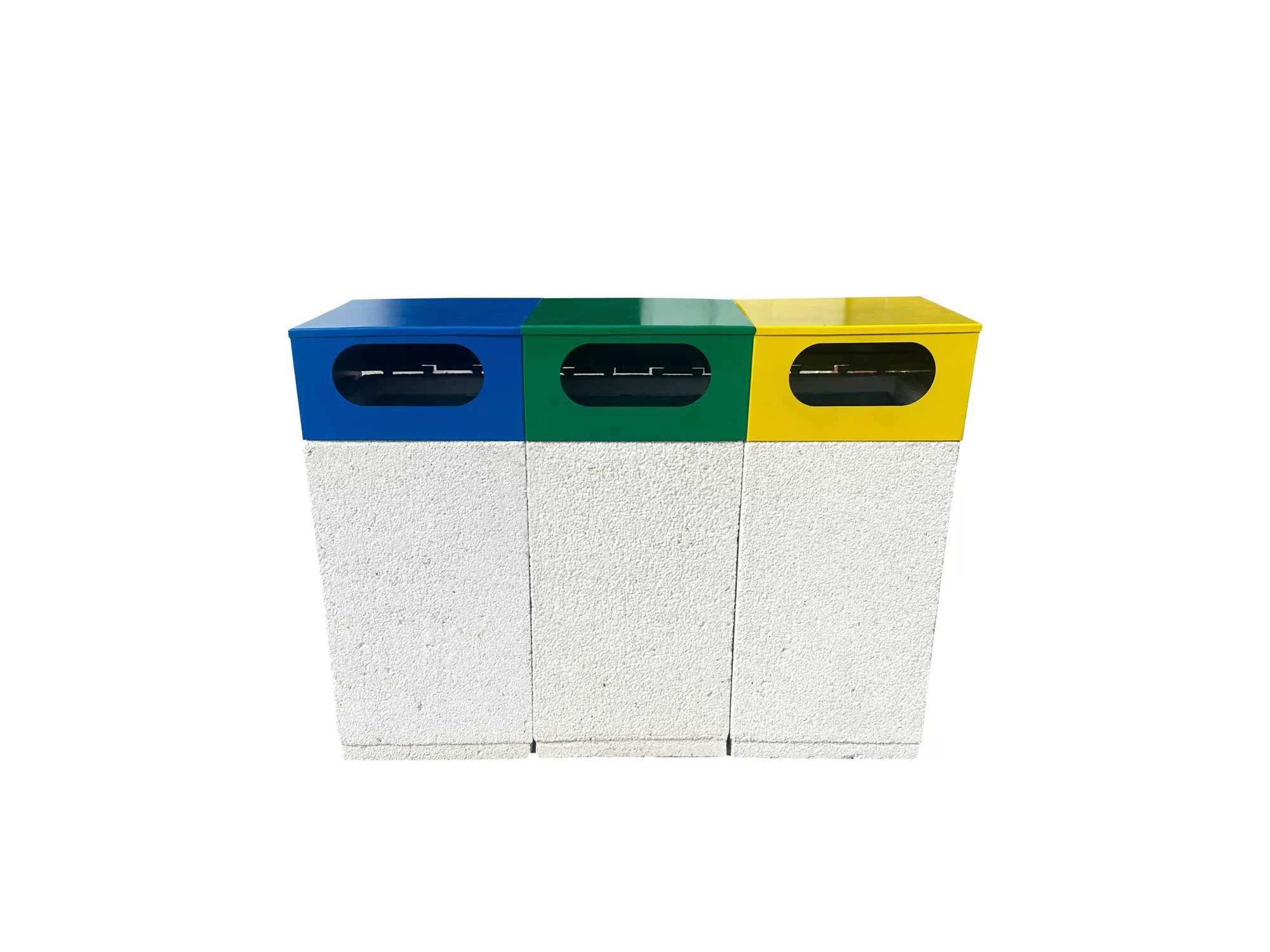Coș de gunoi stradal selectiv din beton alb 38×70 cm