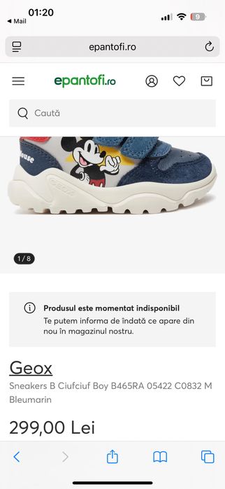 Vand geox baby marimea 21 editie mickey mouse