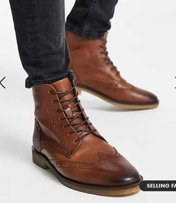 Ghete lace up 40 brogue premium ASOS piele naturala moale