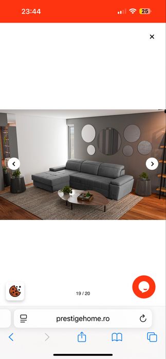 Coltar extensibil Trendy cu lada de depozitare si tetiere 2.95 x1.70