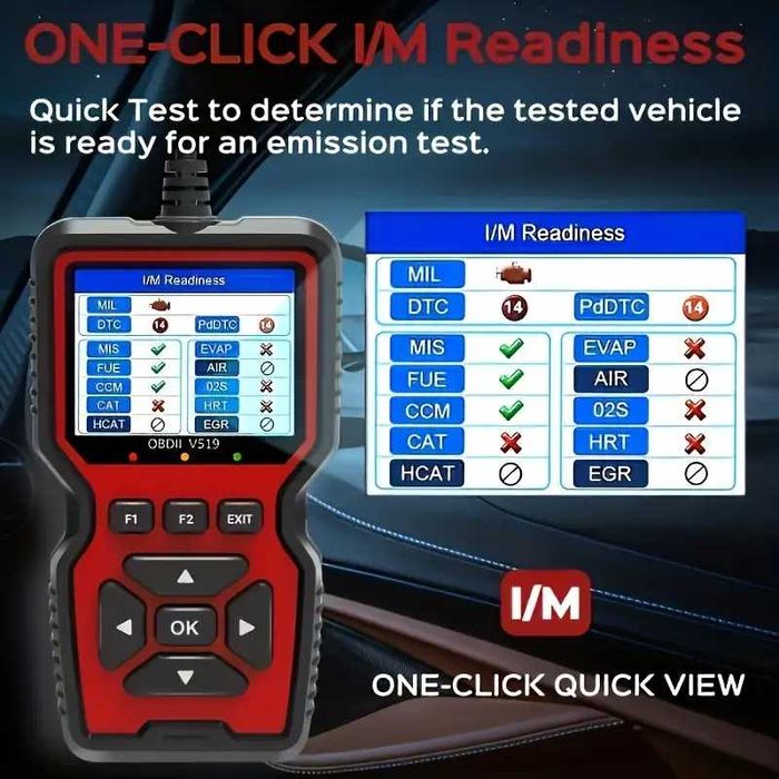 Автодиагностика скенер четене и триене на грешки V519 OBD2 2025