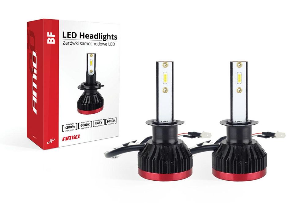 комплект led лед диодни крушки за фар amio h1 bf mini - 50w. 6200 ...
