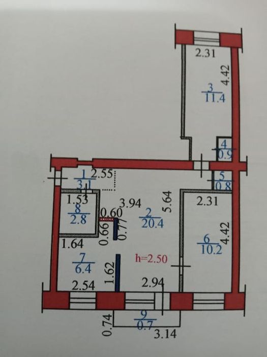 Трёхкомнатная квартира