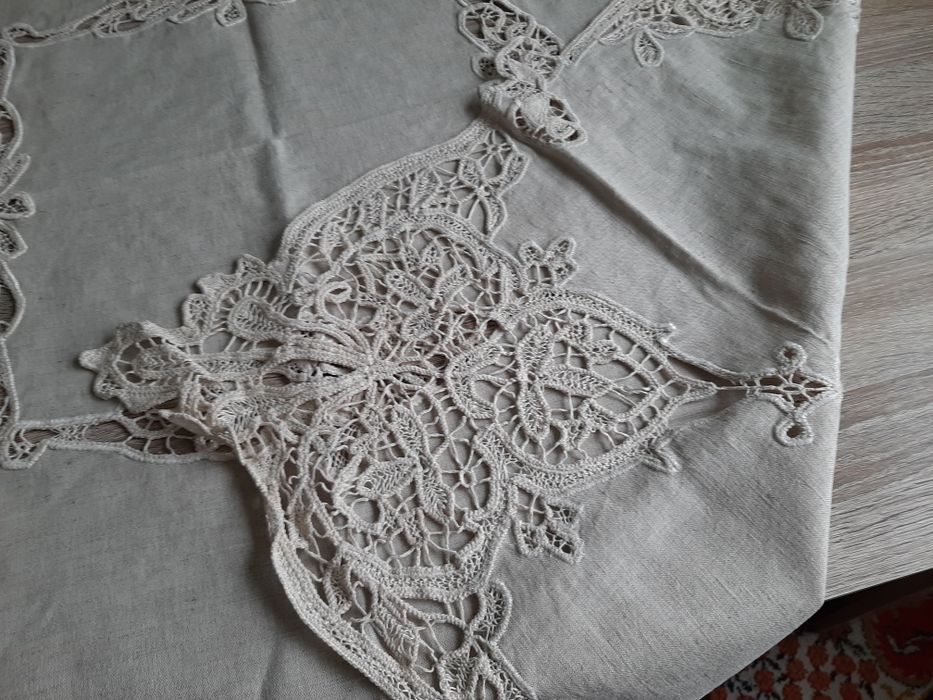 Покривка за маса рязана бродерия лен ленена