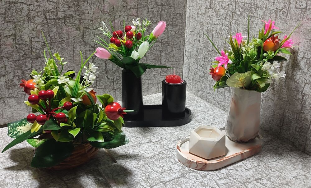 Идеальный подарок для дома — ваза из гипса с цветами без ухода