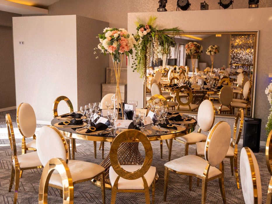 Scaune aurii inox Washington OZ medalion restaurant evenimente