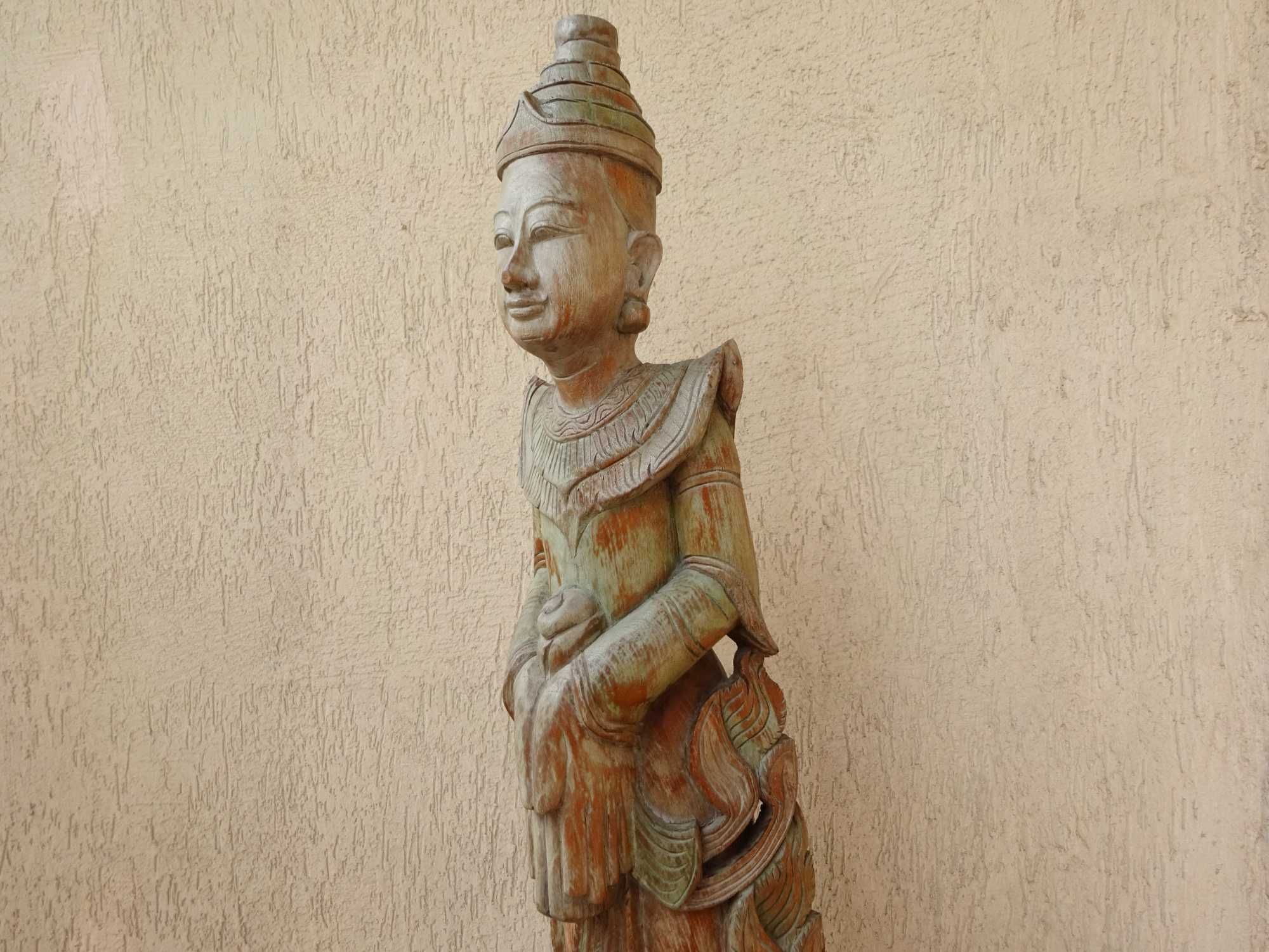 Statueta asiatica veche/ Inger de templu/ Lemn sculptat, Thailanda