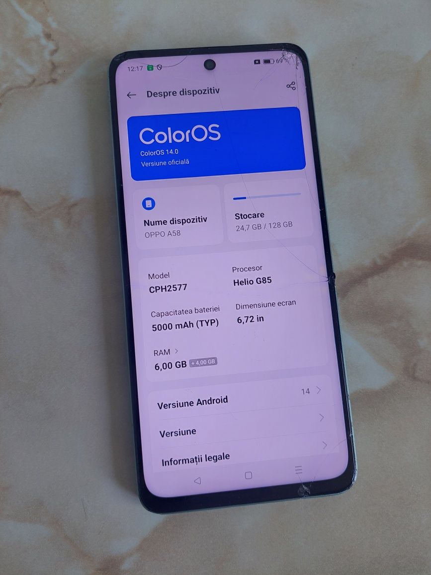Vând Oppo A58 de 128Gb și 10GB RAM perfect funcțional //poze reale