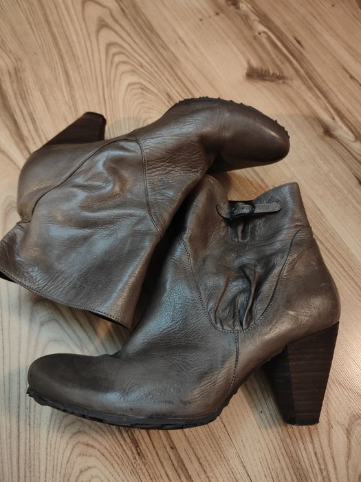 Botine gri piele naturala