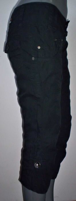 Pantaloni pescar negri 3/4 moderni skinny Blug kaki elastici buzunare