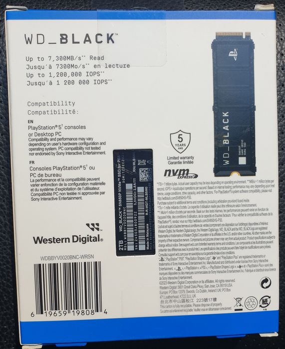 SSD WD Black 2TB NVMe m.2 - nou - perfect pentru PS5