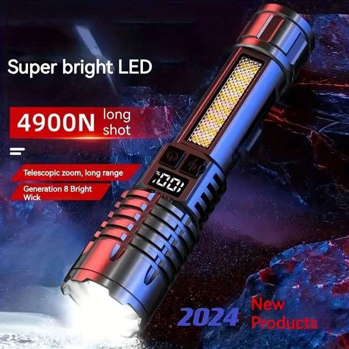 Lanterna puternica cu zoom telescopic, afisaj digital putere